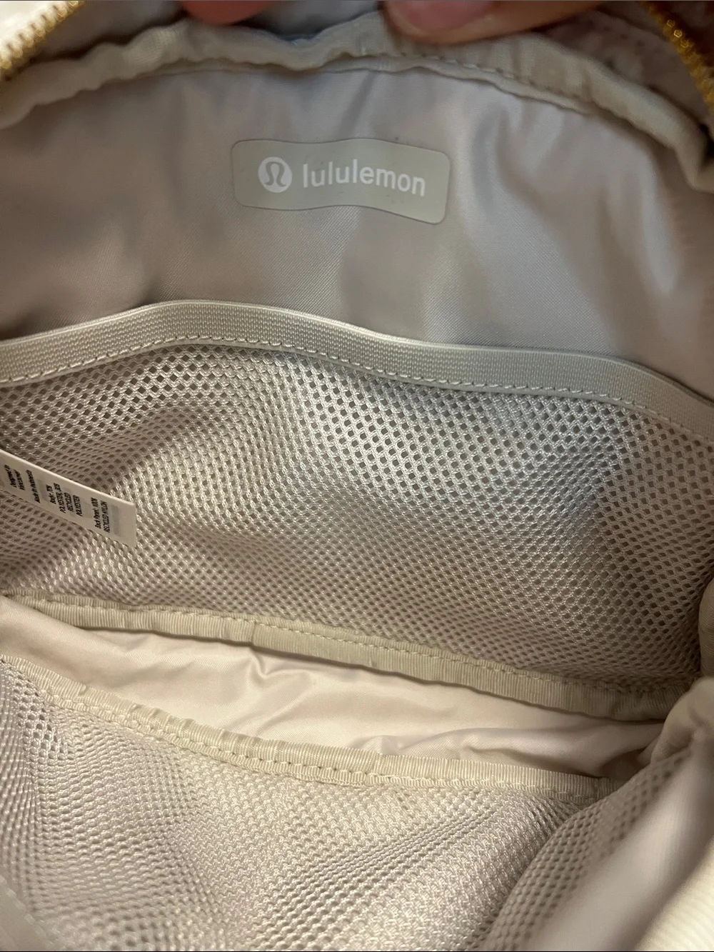 Lululemon Cream Sherpa Crossbody Bag/ belt bag with Gold Accent